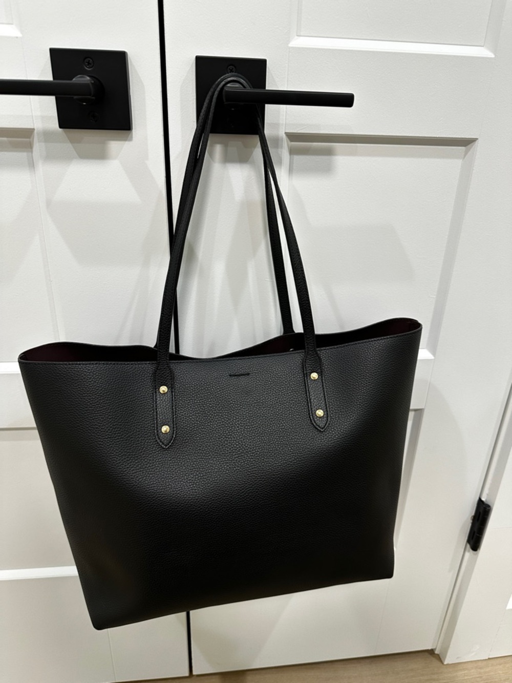 Coach Black Leather Tote with Gold Logo - Picture 2 of 4